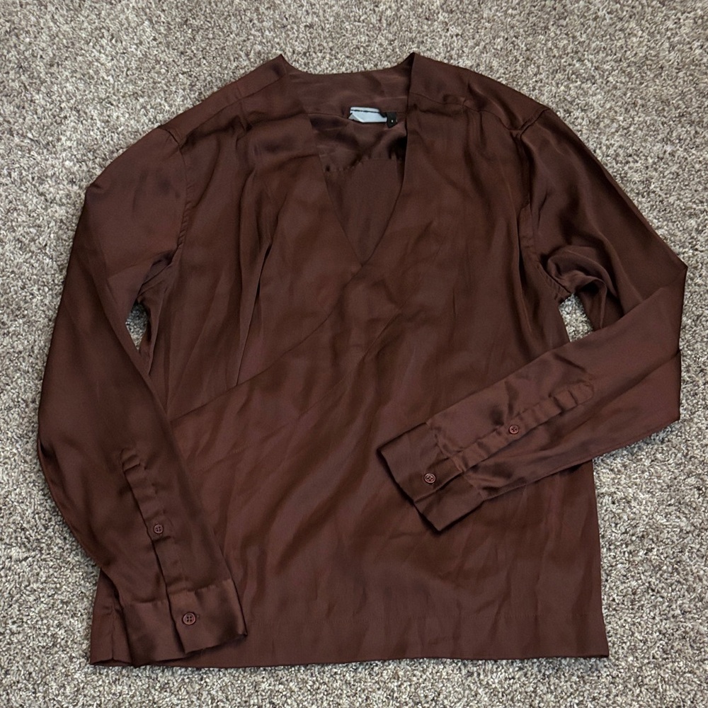 Chic Brown V-Neck Women's Tunic